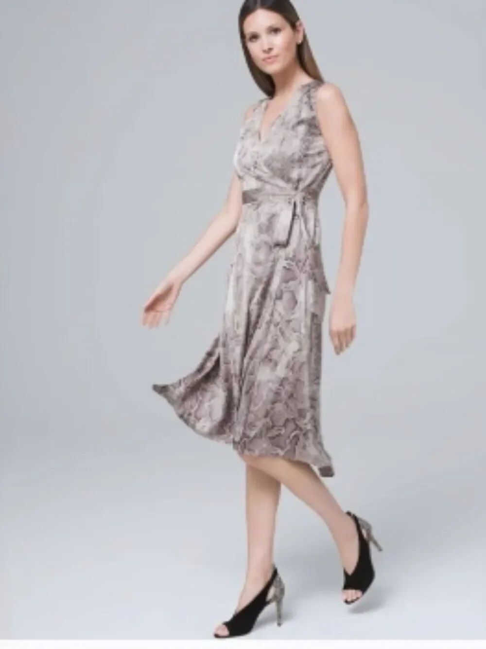 NWT White House Black Market Snake Print Hi-low Wrap Dress Size 2